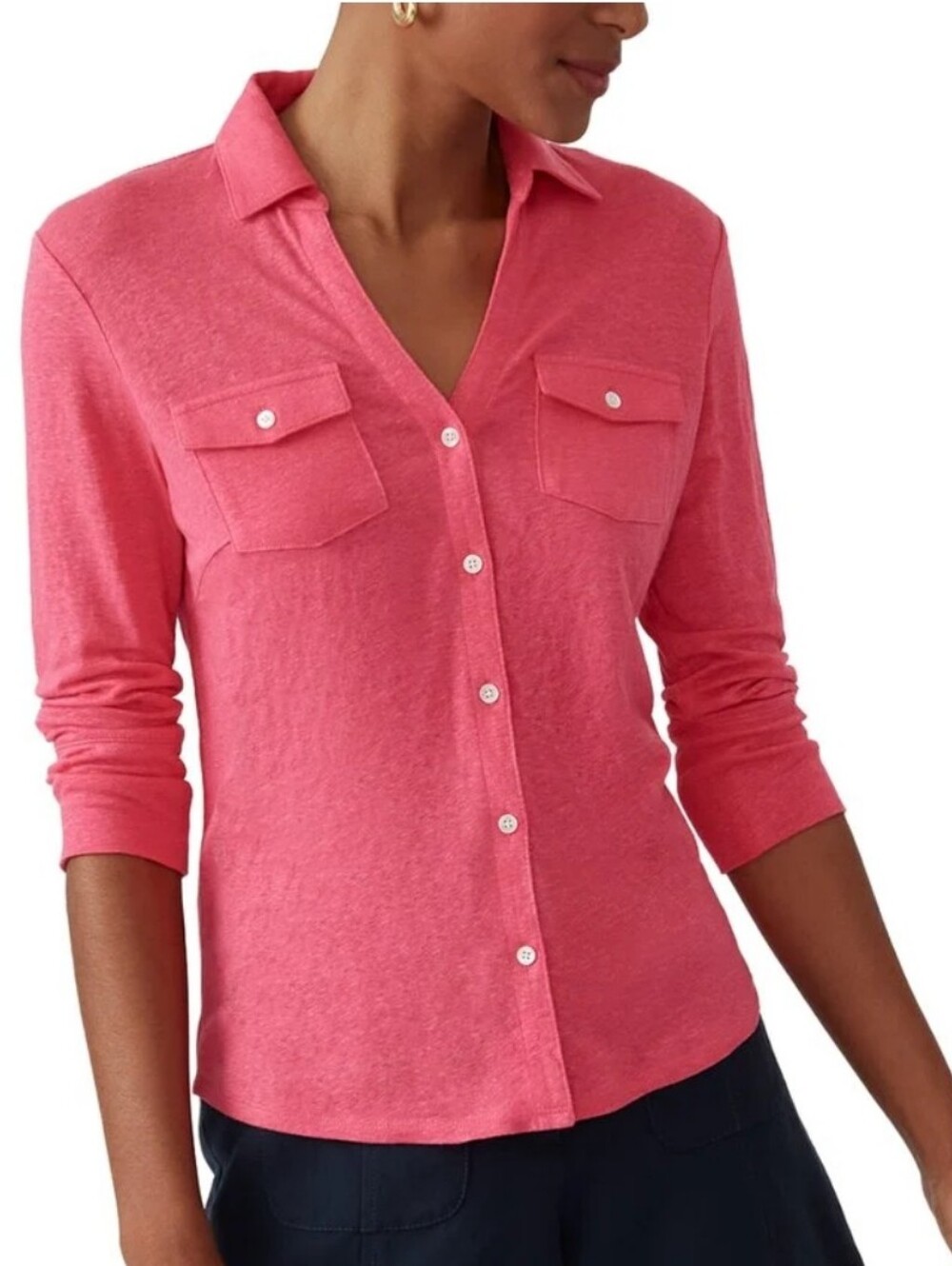 J.McLaughlin Brynn linen-blend shirt Size Med Stretch